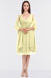 ColsBM Adriana Soft Yellow Mature V-neck Sleeveless Zip up Knee Length Bridesmaid Dresses