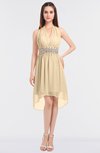 ColsBM Zuri Apricot Gelato Glamorous A-line Halter Sleeveless Zip up Appliques Bridesmaid Dresses