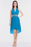 ColsBM Zuri Cornflower Blue Glamorous A-line Halter Sleeveless Zip up Appliques Bridesmaid Dresses