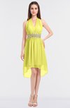 ColsBM Zuri Pale Yellow Glamorous A-line Halter Sleeveless Zip up Appliques Bridesmaid Dresses