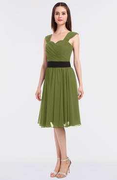 ColsBM Cadence Olive Green Modern A-line Thick Straps Knee Length Sash Bridesmaid Dresses