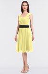 ColsBM Cadence Pastel Yellow Modern A-line Thick Straps Knee Length Sash Bridesmaid Dresses