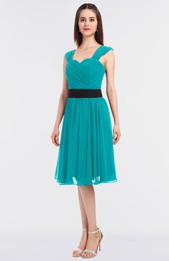 ColsBM Cadence Peacock Blue Modern A-line Thick Straps Knee Length Sash Bridesmaid Dresses