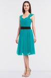 ColsBM Cadence Peacock Blue Modern A-line Thick Straps Knee Length Sash Bridesmaid Dresses