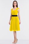 ColsBM Cadence Yellow Modern A-line Thick Straps Knee Length Sash Bridesmaid Dresses