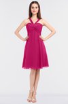 ColsBM Jessica Beetroot Purple Modern Spaghetti Sleeveless Zip up Knee Length Ruching Bridesmaid Dresses