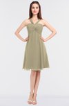 ColsBM Jessica Candied Ginger Modern Spaghetti Sleeveless Zip up Knee Length Ruching Bridesmaid Dresses