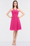 ColsBM Jessica Fandango Pink Modern Spaghetti Sleeveless Zip up Knee Length Ruching Bridesmaid Dresses