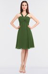ColsBM Jessica Garden Green Modern Spaghetti Sleeveless Zip up Knee Length Ruching Bridesmaid Dresses