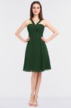 ColsBM Jessica Hunter Green Modern Spaghetti Sleeveless Zip up Knee Length Ruching Bridesmaid Dresses