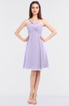 ColsBM Jessica Light Purple Modern Spaghetti Sleeveless Zip up Knee Length Ruching Bridesmaid Dresses