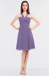 ColsBM Jessica Lilac Modern Spaghetti Sleeveless Zip up Knee Length Ruching Bridesmaid Dresses