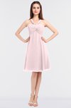 ColsBM Jessica Petal Pink Modern Spaghetti Sleeveless Zip up Knee Length Ruching Bridesmaid Dresses