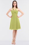 ColsBM Jessica Pistachio Modern Spaghetti Sleeveless Zip up Knee Length Ruching Bridesmaid Dresses