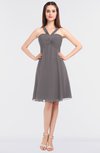 ColsBM Jessica Ridge Grey Modern Spaghetti Sleeveless Zip up Knee Length Ruching Bridesmaid Dresses