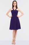 ColsBM Jessica Royal Purple Modern Spaghetti Sleeveless Zip up Knee Length Ruching Bridesmaid Dresses