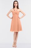 ColsBM Jessica Salmon Modern Spaghetti Sleeveless Zip up Knee Length Ruching Bridesmaid Dresses