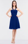 ColsBM Jessica Sodalite Blue Modern Spaghetti Sleeveless Zip up Knee Length Ruching Bridesmaid Dresses