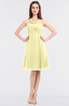 ColsBM Jessica Wax Yellow Modern Spaghetti Sleeveless Zip up Knee Length Ruching Bridesmaid Dresses