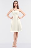 ColsBM Jessica Whisper White Modern Spaghetti Sleeveless Zip up Knee Length Ruching Bridesmaid Dresses