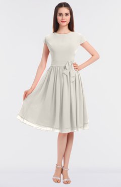 ColsBM Bella Off White Modest A-line Short Sleeve Zip up Flower Bridesmaid Dresses