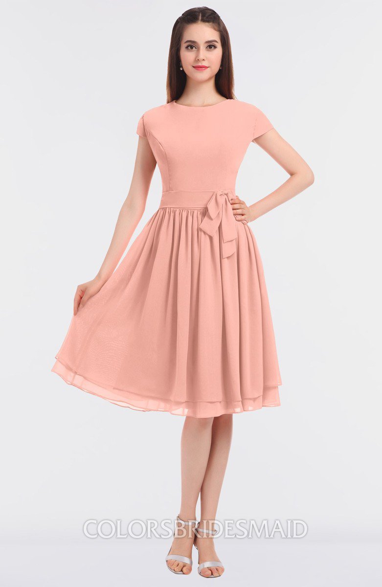 short peach bridesmaid dresses