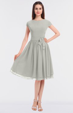 ColsBM Bella Platinum Modest A-line Short Sleeve Zip up Flower Bridesmaid Dresses