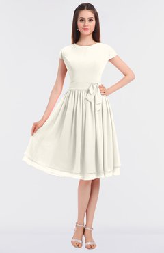 ColsBM Bella Whisper White Modest A-line Short Sleeve Zip up Flower Bridesmaid Dresses