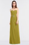 ColsBM Cassidy Golden Olive Elegant A-line Strapless Sleeveless Floor Length Bridesmaid Dresses