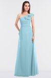 ColsBM Kelsey Aqua Elegant A-line Zip up Floor Length Ruching Bridesmaid Dresses
