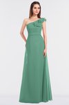 ColsBM Kelsey Beryl Green Elegant A-line Zip up Floor Length Ruching Bridesmaid Dresses