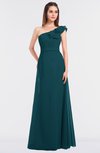 ColsBM Kelsey Blue Green Elegant A-line Zip up Floor Length Ruching Bridesmaid Dresses