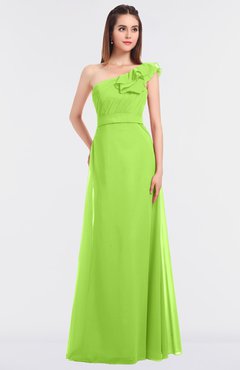 ColsBM Kelsey Bright Green Elegant A-line Zip up Floor Length Ruching Bridesmaid Dresses