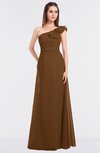 ColsBM Kelsey Brown Elegant A-line Zip up Floor Length Ruching Bridesmaid Dresses