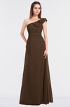 ColsBM Kelsey Chocolate Brown Elegant A-line Zip up Floor Length Ruching Bridesmaid Dresses