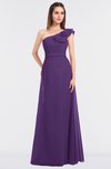 ColsBM Kelsey Dark Purple Elegant A-line Zip up Floor Length Ruching Bridesmaid Dresses