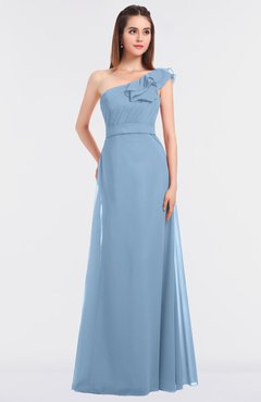 ColsBM Kelsey Dusty Blue Elegant A-line Zip up Floor Length Ruching Bridesmaid Dresses