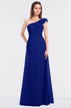ColsBM Kelsey Electric Blue Elegant A-line Zip up Floor Length Ruching Bridesmaid Dresses