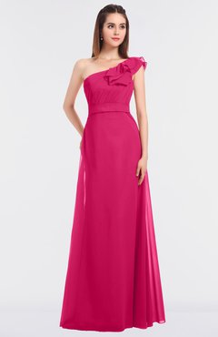 ColsBM Kelsey Fuschia Elegant A-line Zip up Floor Length Ruching Bridesmaid Dresses