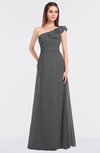 ColsBM Kelsey Grey Elegant A-line Zip up Floor Length Ruching Bridesmaid Dresses