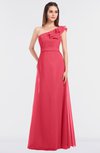 ColsBM Kelsey Guava Elegant A-line Zip up Floor Length Ruching Bridesmaid Dresses