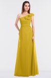 ColsBM Kelsey Lemon Curry Elegant A-line Zip up Floor Length Ruching Bridesmaid Dresses