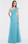ColsBM Kelsey Light Blue Elegant A-line Zip up Floor Length Ruching Bridesmaid Dresses