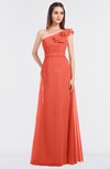 ColsBM Kelsey Living Coral Elegant A-line Zip up Floor Length Ruching Bridesmaid Dresses