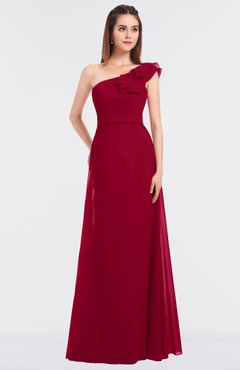 ColsBM Kelsey Maroon Elegant A-line Zip up Floor Length Ruching Bridesmaid Dresses