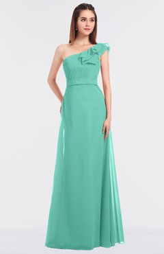 ColsBM Kelsey Mint Green Elegant A-line Zip up Floor Length Ruching Bridesmaid Dresses