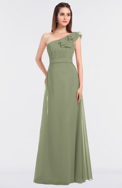 ColsBM Kelsey Moss Green Elegant A-line Zip up Floor Length Ruching Bridesmaid Dresses