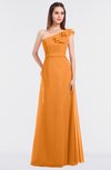 ColsBM Kelsey Orange Elegant A-line Zip up Floor Length Ruching Bridesmaid Dresses