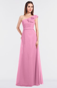 ColsBM Kelsey Pink Elegant A-line Zip up Floor Length Ruching Bridesmaid Dresses