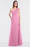 ColsBM Kelsey Pink Elegant A-line Zip up Floor Length Ruching Bridesmaid Dresses